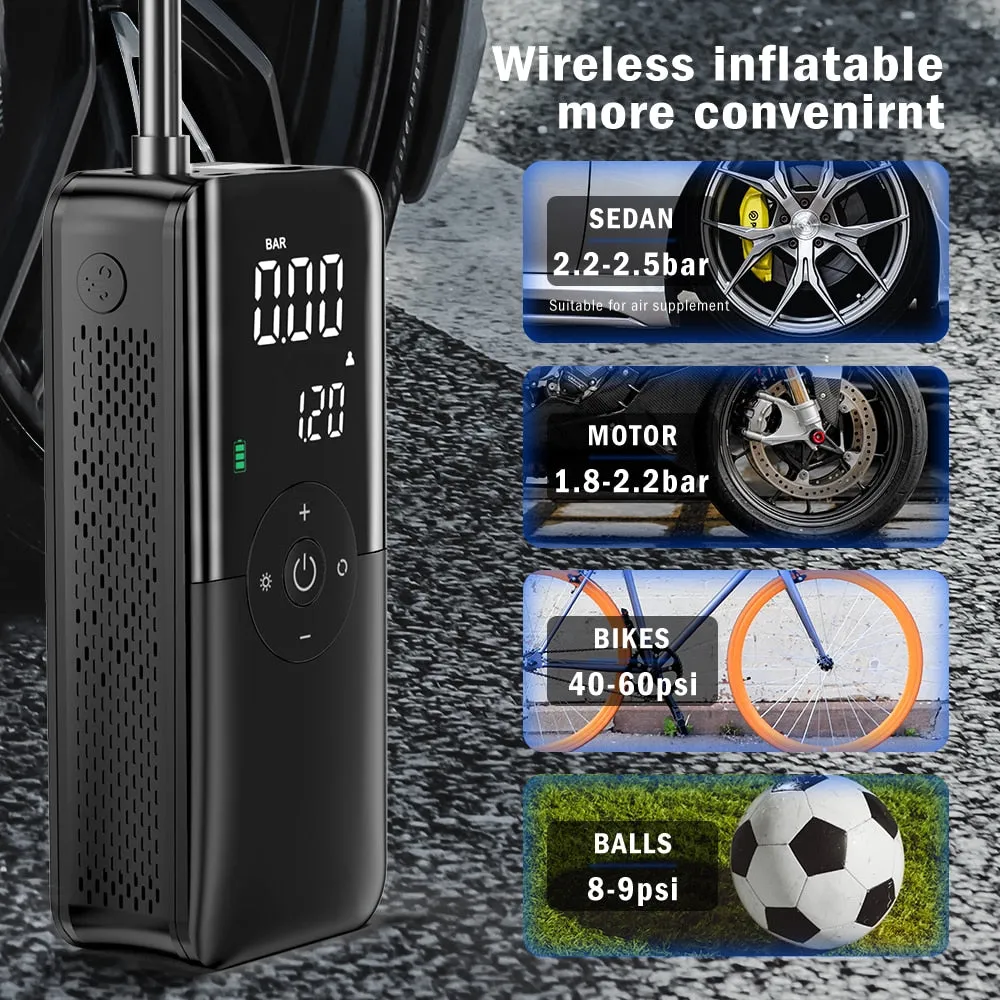 Portable Inflator Pump for Cars, Bicycles, and Balls