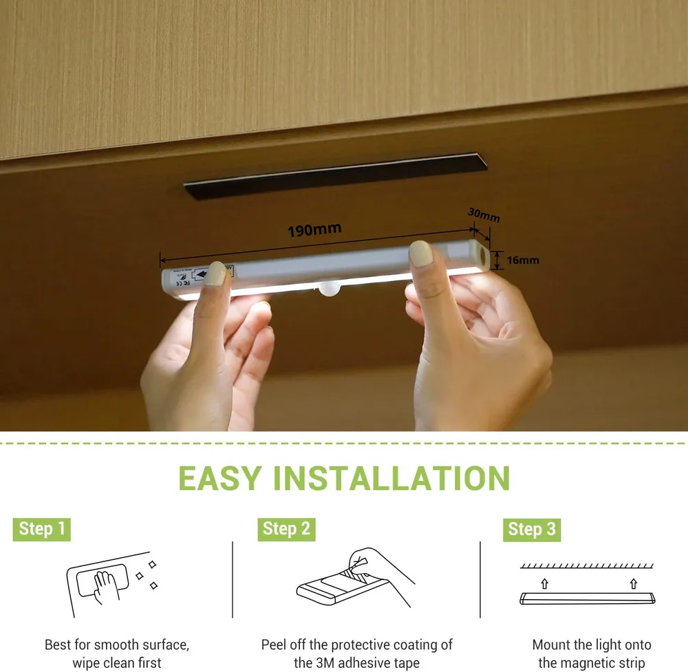 Portable Motion Sensor LED Strip Light, Battery Operated