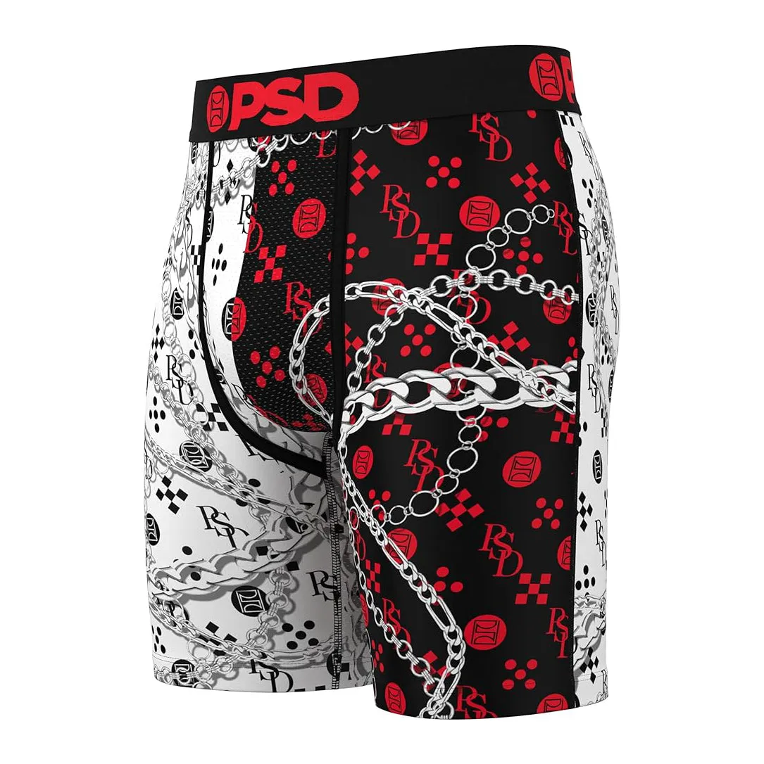 PSD Men's Multicolor 7 Inch Inseam Breathable And Supportive With Moisture-Wicking Fabric Luxury Print Boxer Briefs Small Underwear (Knit) - 224180220-MUL-S