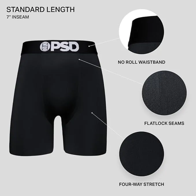 PSD Men's Multicolor 7 Inch Inseam Breathable And Supportive With Moisture-Wicking Fabric Luxury Print Boxer Briefs Small Underwear (Knit) - 224180220-MUL-S