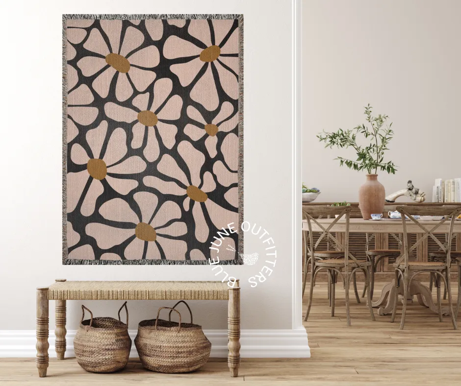 Retro Design | Boho Floral Woven Blanket