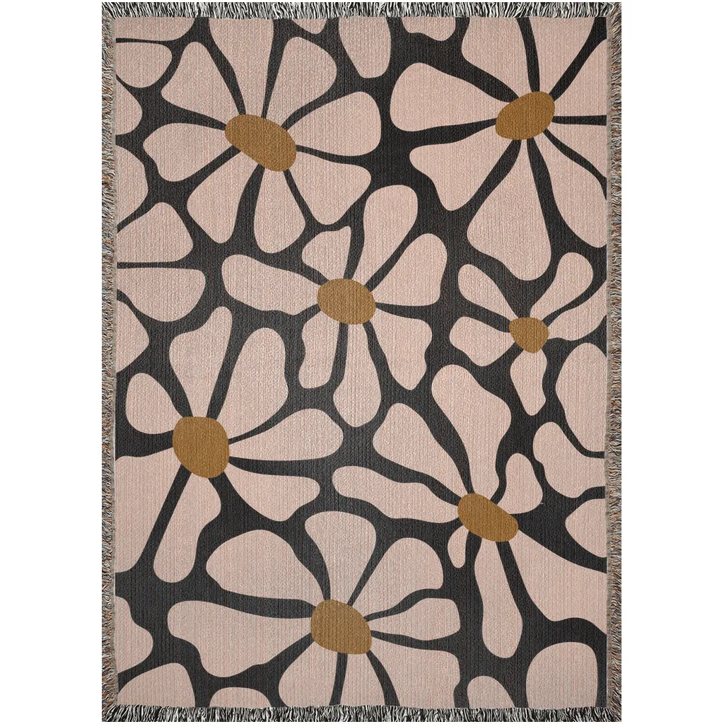 Retro Design | Boho Floral Woven Blanket