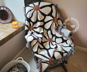 Retro Design | Boho Floral Woven Blanket