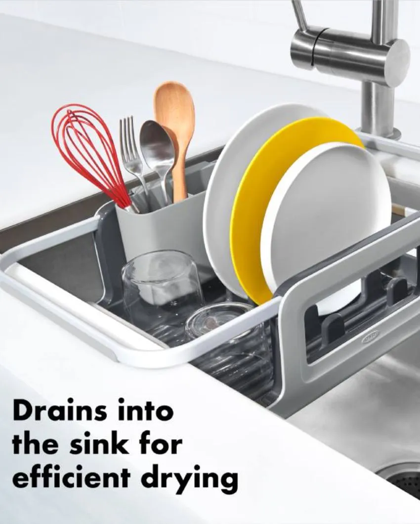 Rust-Proof Aluminum Extendable Sink Dish Rack Silver | 15 x 12 x 6 inches