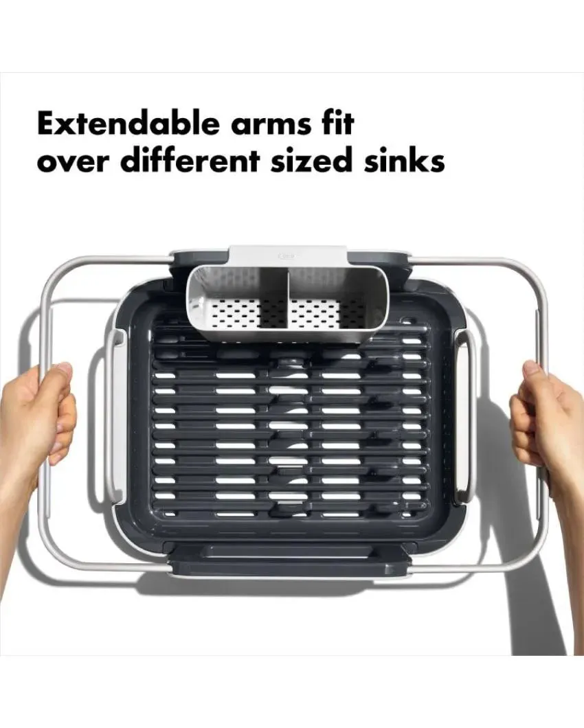 Rust-Proof Aluminum Extendable Sink Dish Rack Silver | 15 x 12 x 6 inches