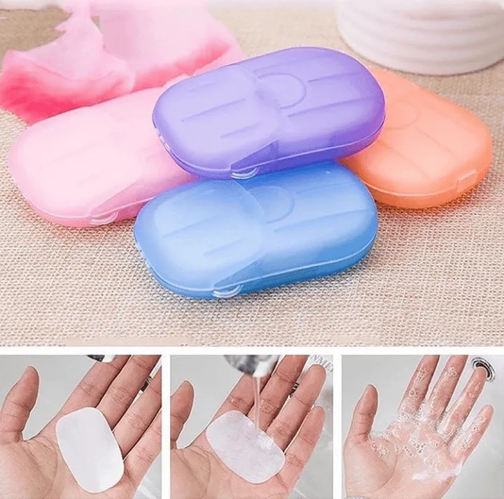 Set Of 20 Travel Scented Paper Soap,Travel Disposable Soap Sheet, Soap Paper Sheet