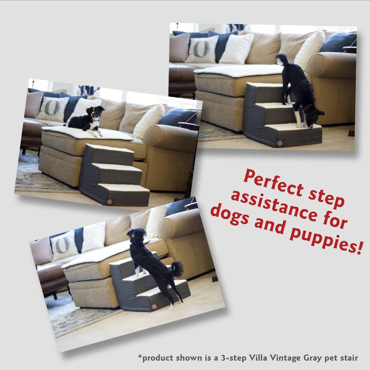 Suede 4 Step Pet Stairs (Heavy-Duty)