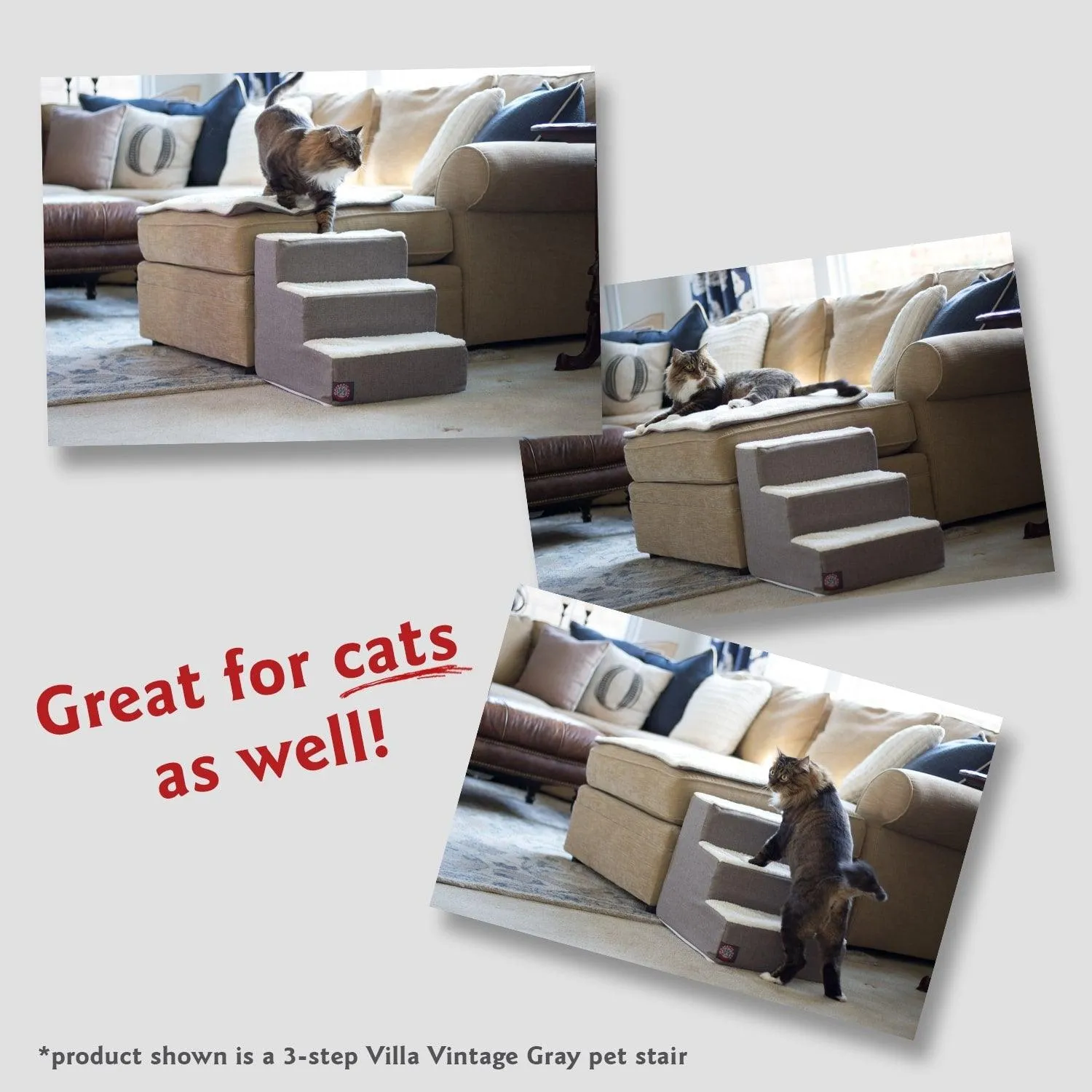 Suede 4 Step Pet Stairs (Heavy-Duty)