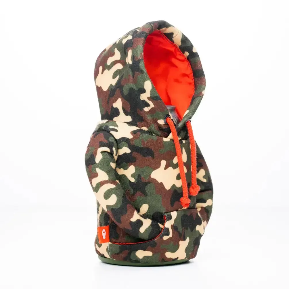 The Hoodie Insulated Can Cooler | Woodsy Camo   Puffin Red | Puffin Drinkwear