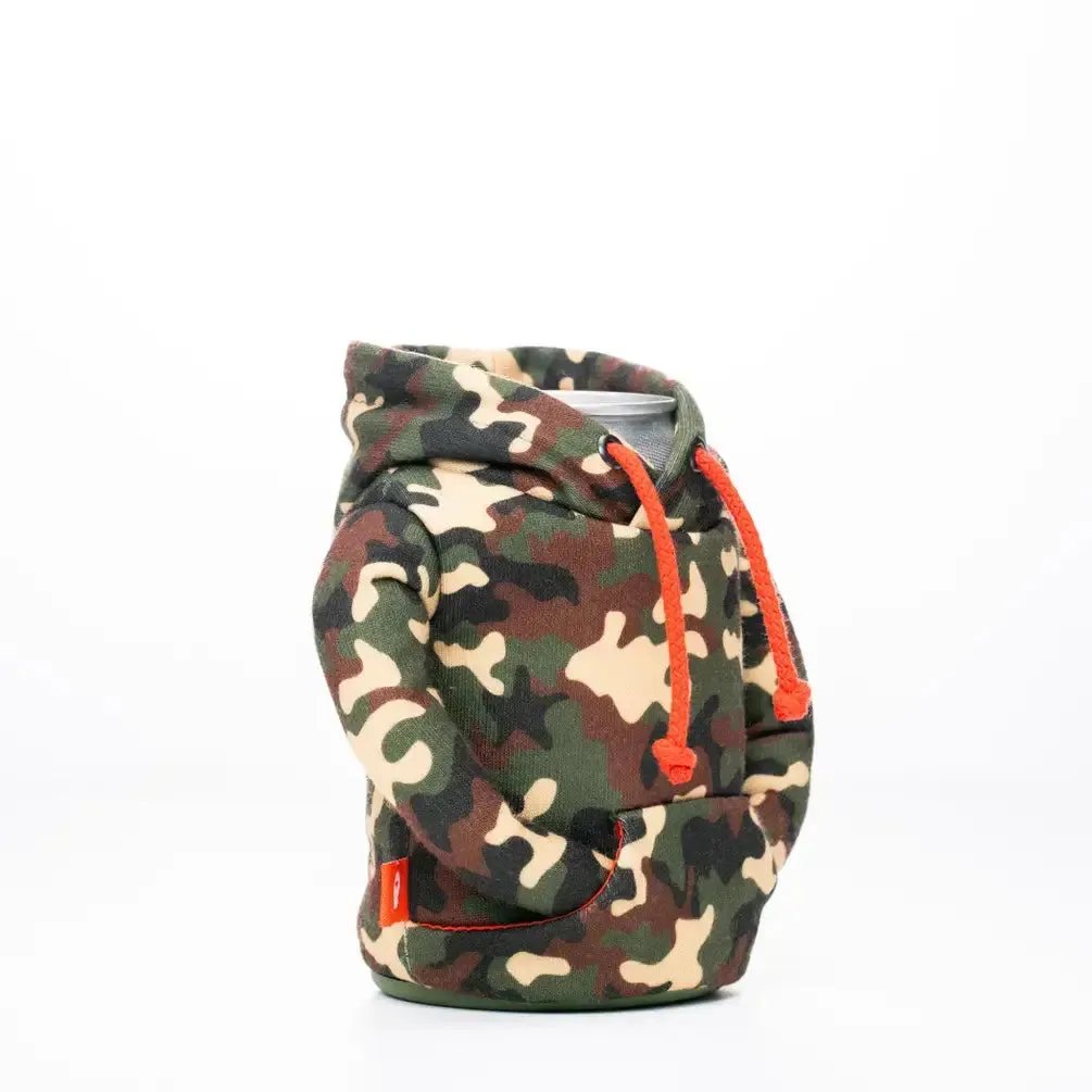 The Hoodie Insulated Can Cooler | Woodsy Camo   Puffin Red | Puffin Drinkwear