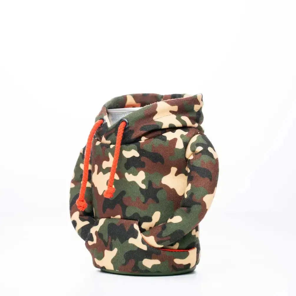 The Hoodie Insulated Can Cooler | Woodsy Camo   Puffin Red | Puffin Drinkwear