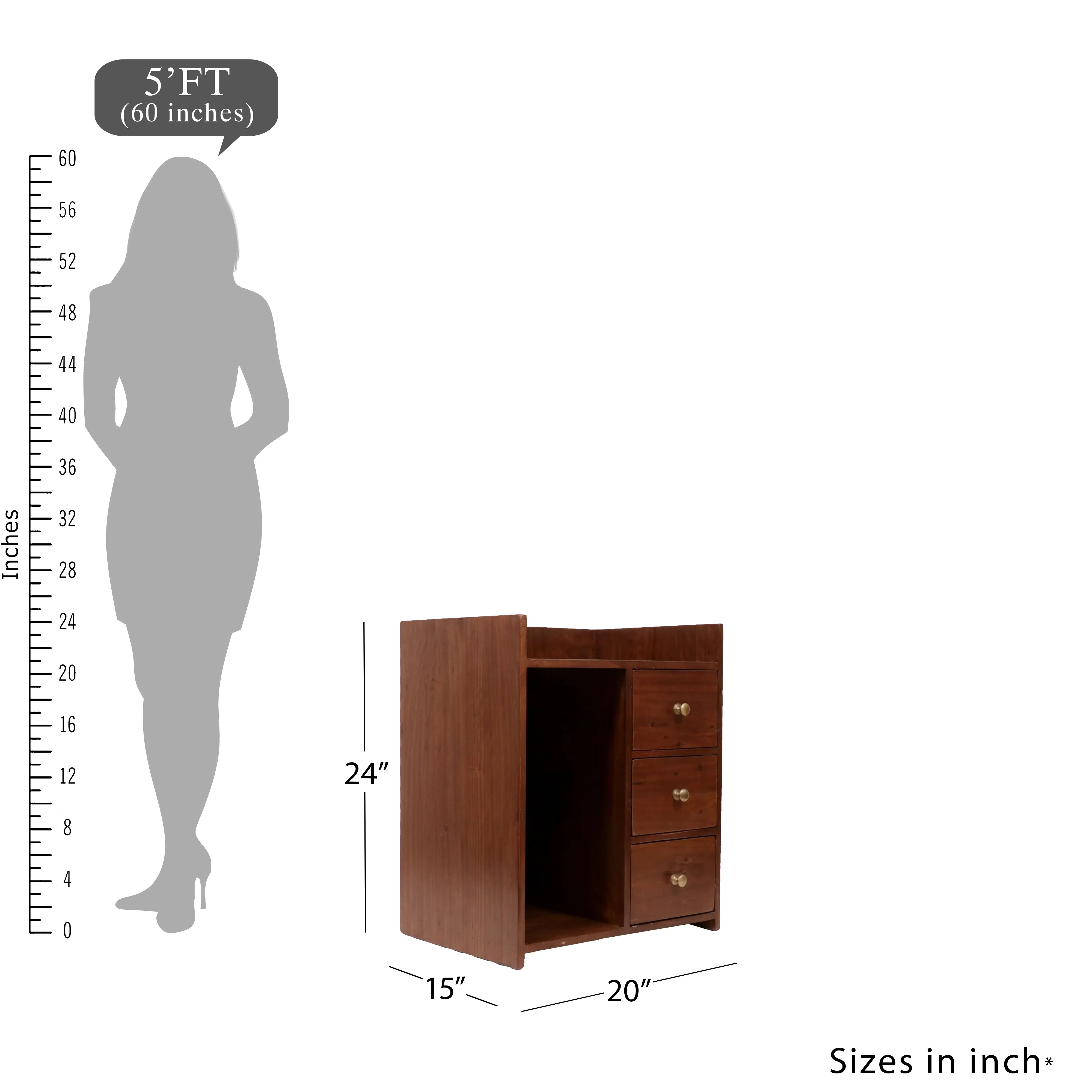 Triple Storage Night Stand (Left Side Drawer)