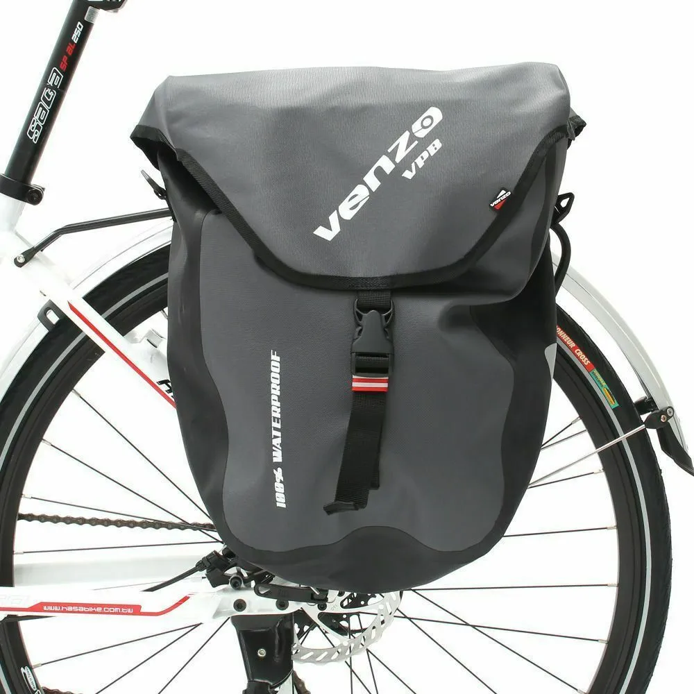 Venzo 25L Bike Bicycle Rear Rack Pannier Bag - 600D TPU & Polyester Waterproof - Bike Storage Grocery Accessory Bag Great for Bike Riding