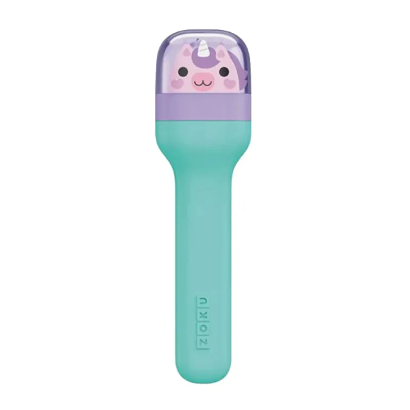 Zoku Unicorn Kids Pocket Stainless Steel Cutlery with Teal Travel Case | Set of 4 | 2 x 1 x 7 inches